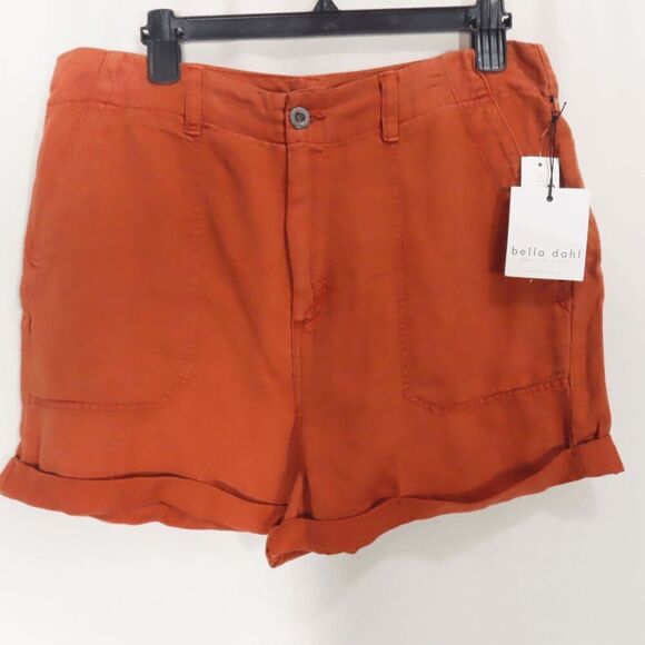 Bella Dahl Burn Orange Sedona Rolled Cuff Linen Utility Short 32 (14) - Picture 1 of 7